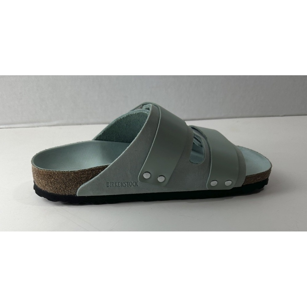 Birkenstock Uji Nubuck Leather Strap Slide Sandals Green Hook Loop Ladies Size 5 - Picture 6 of 16